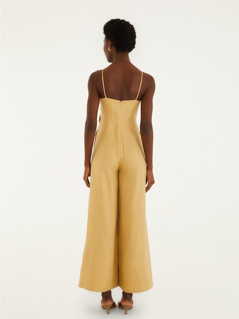 Farm Rio: Sand 3d Flowers Euroflax⢠Premium Linen Jumpsuit - Picture 3 of 13